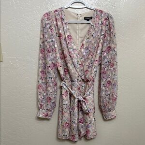 Express Floral Print Long Sleeve Romper